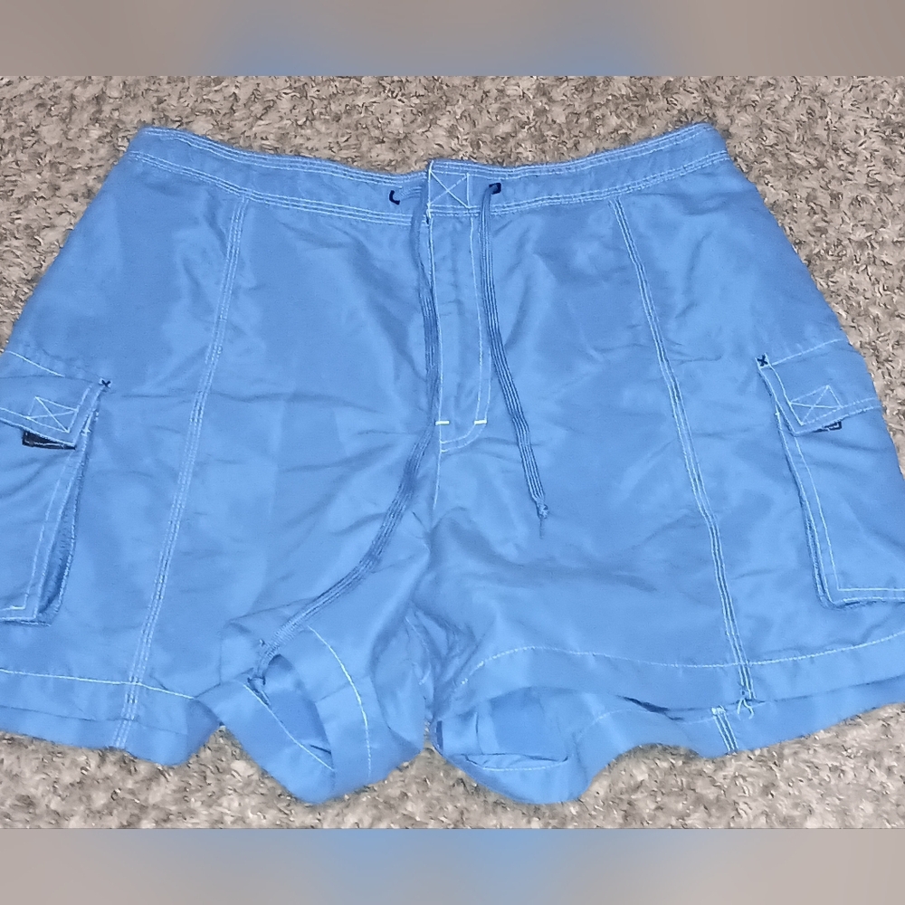 Women's Catalina Shorts Size Large Color Blue Pockets Draw Strings Pool Vacation